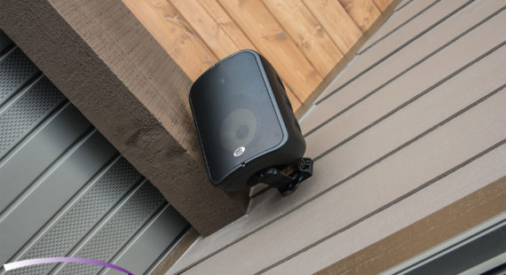 This Wall Mounted PSB Outdoor Speaker is Weatherproof for Whole Home Audio and Surround Sound Systems Outside your Home. Ex: Decks, Patios, Outdoor Kitchen and more! By Pure Audio in Columbia, Missouri